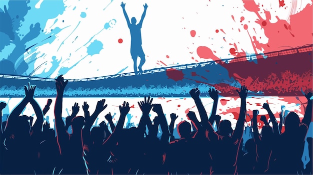 Excited Soccer Fans Cheering in Crowd Illustration