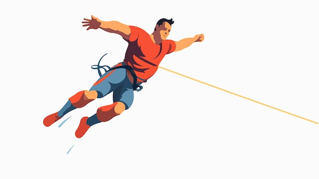 Vector exciting extreme sports vector illustration of man jumping off with a rope