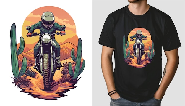 Vector exciting motorcycle adventure tshirt flat design vector