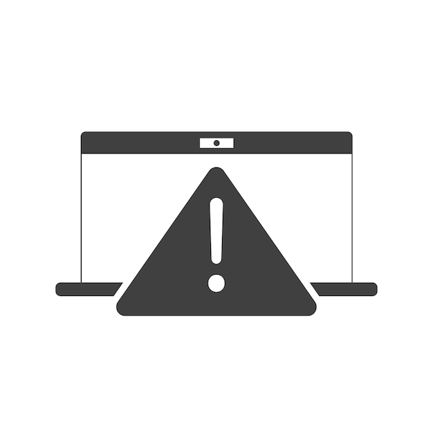 Exclamation danger sign on laptop attention sign icon Hazard warning attention sign