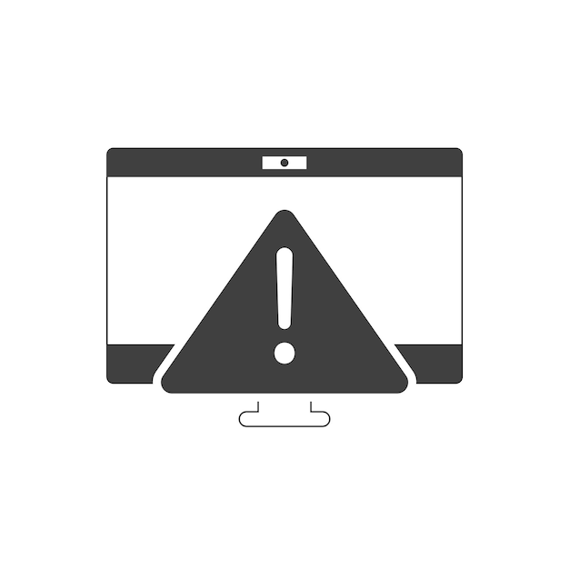 Exclamation danger sign on PC attention sign icon Hazard warning attention sign