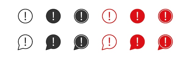 Exclamation mark set icons Bubble warning button Vector icon