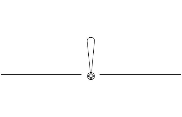 Exclamation point One line continuous exclamation point Line art Continuous one line drawing