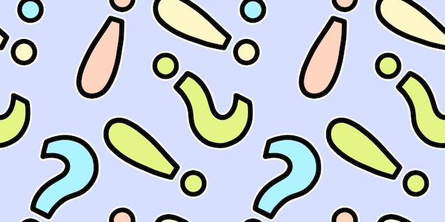 Exclamation and question marks punctuation marks amazement vector seamless pattern