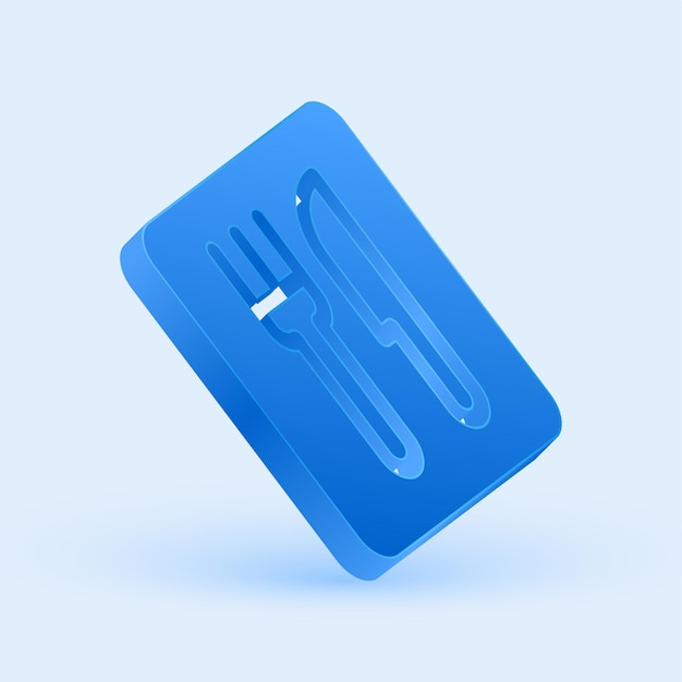 Vector exclusive 3d blue food icon with sleek cool background