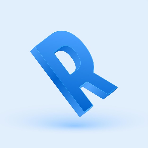 Vector exclusive 3d blue letter r icon with sleek cool background