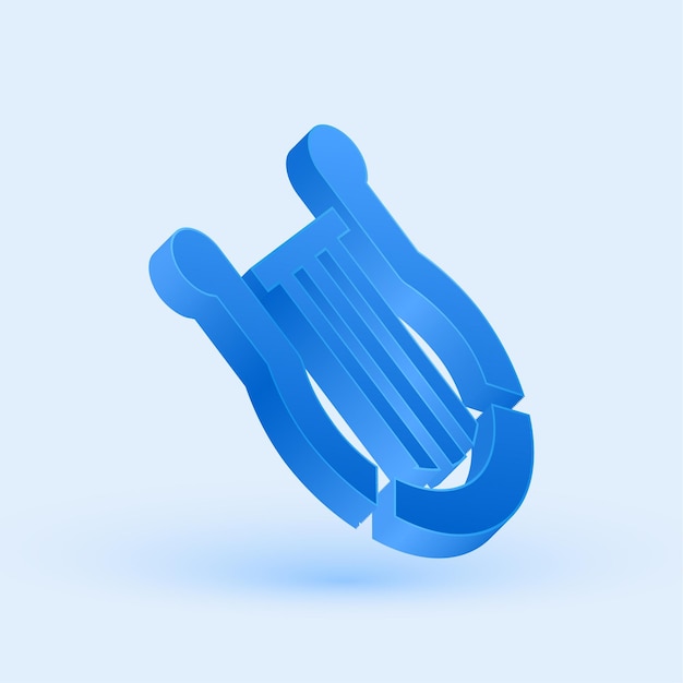 Exclusive 3D Blue Musical Instrument Icon with Sleek Cool Background