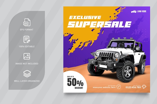 Vector exclusive car super sale instagram post