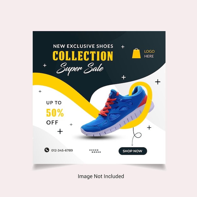 Exclusive Collection Shoes Social media Instagram post design template.