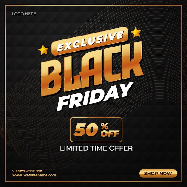 Exclusive design Black Friday Sale for social media, poster or flyer design vector template