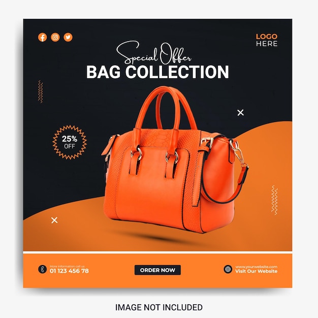 Vector exclusive ladies bag collection social media post template