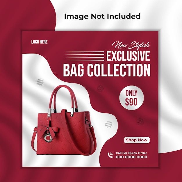 Vector exclusive and luxury hand bag collection social media post design