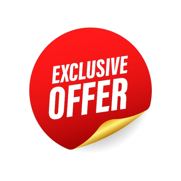 Exclusive offer label badge Shop now Vector stock illustration