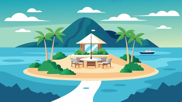 Vector an exclusive retreat on a private island with secluded beaches and crystal clear waters perfect for snorkeling guests can enjoy a private dinner on the beach while watching the