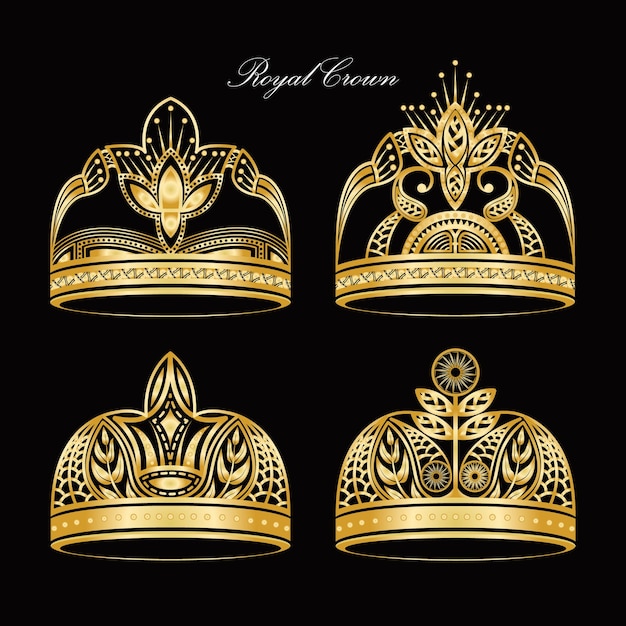 Exclusive royal golden crown vector illustrations