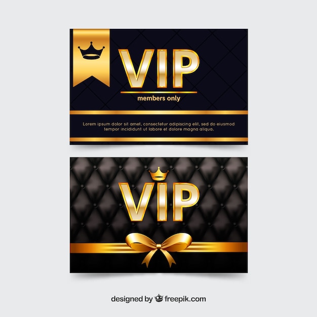 Exclusive set of golden vip cards