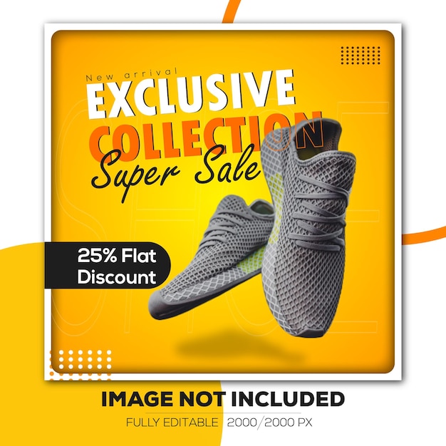 Exclusive shoe collection super sale social media banner.