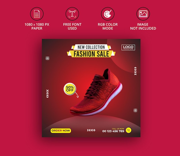 Exclusive shoes collection instagram banner ad social media post template