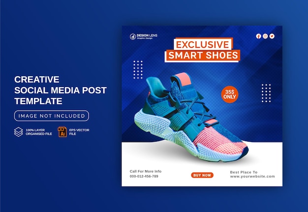 Exclusive Smart Shoes Collection Instagram Banner Ad Concept Social Media Post Template