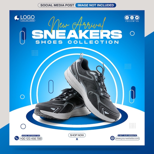 Exclusive Sneakers Shoes Collection for Men Social Media Post Banner Template Design