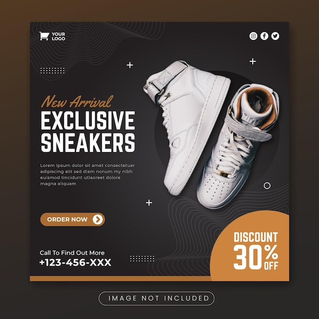 Exclusive sneakers social media promotion banner template