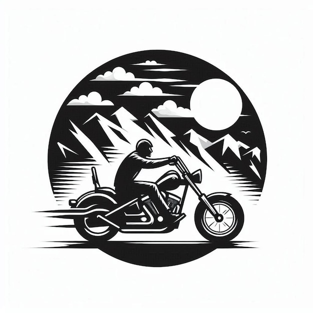 exclusive vector art black white illustration illustration biker riding chopper style motorcycle