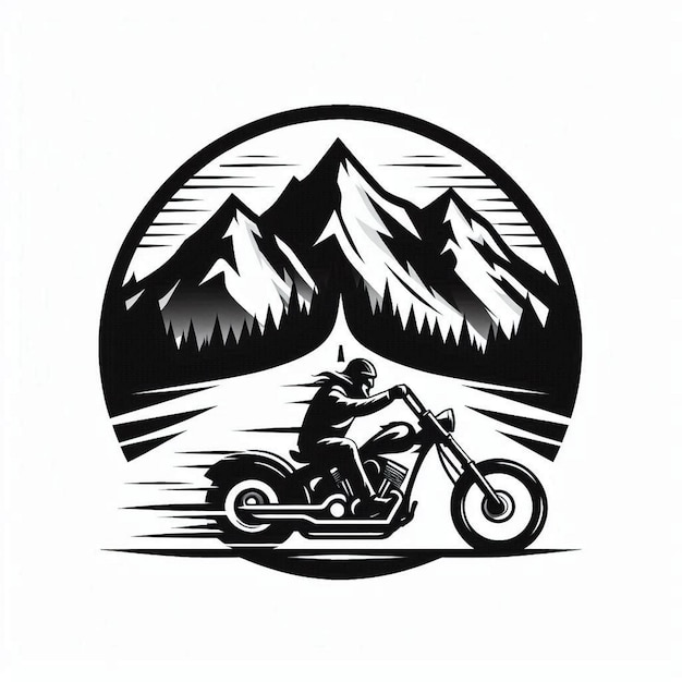 exclusive vector art black white illustration illustration biker riding chopper style motorcycle