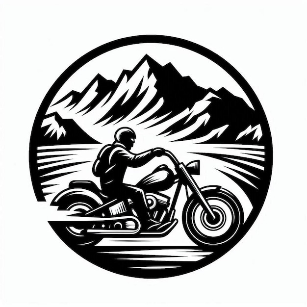 exclusive vector art black white illustration illustration biker riding chopper style motorcycle