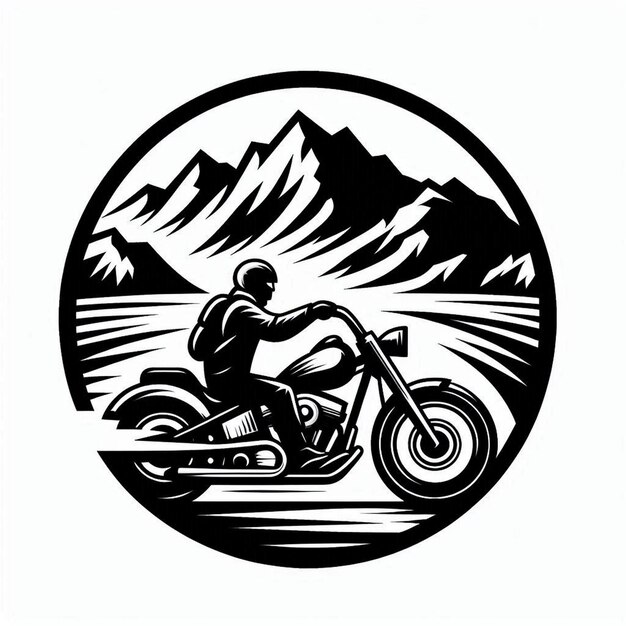 Vector exclusive vector art black white illustration illustration biker riding chopper style motorcycle