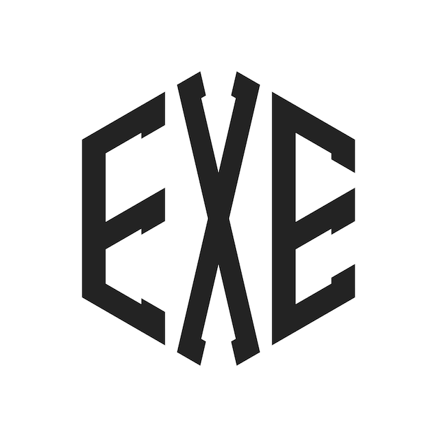 Vector exe logo design initial letter exe monogram logo using hexagon shape