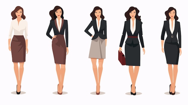 Executive Women Clothes Design Flat Vector