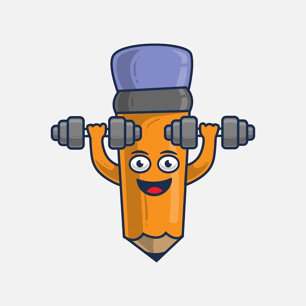 Exercise pencil character cartoon illustration design