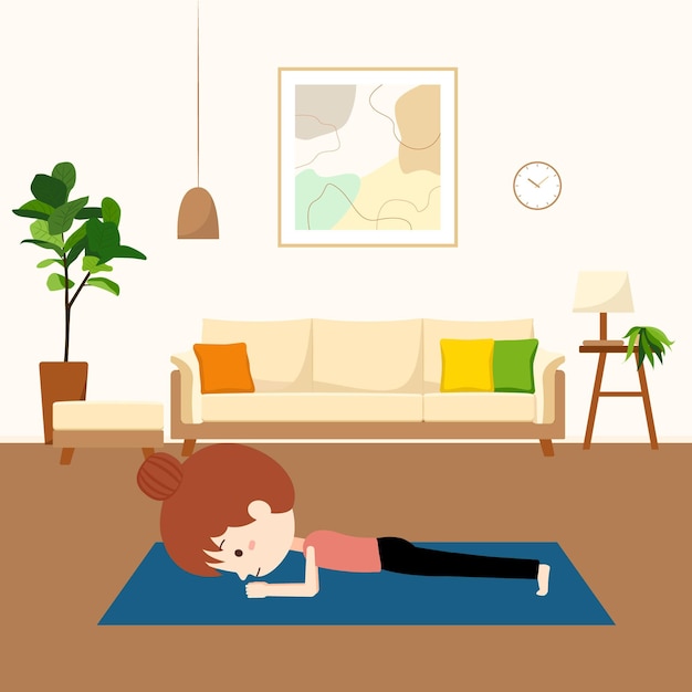 Exercising at home concept