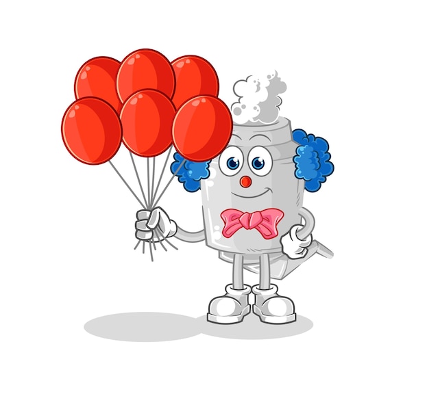 Exhaust clown with balloons vector cartoon character