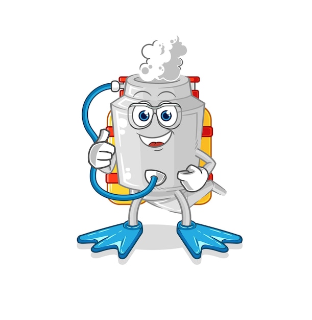 Exhaust diver cartoon cartoon mascot vector