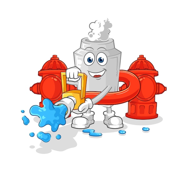 Exhaust firefighter vector cartoon character