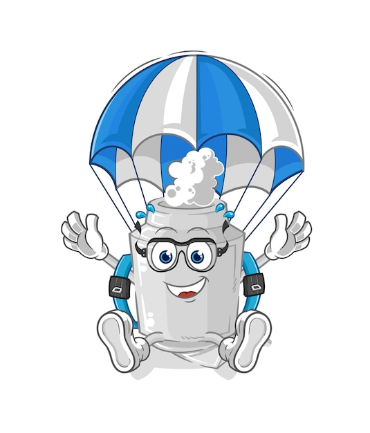 Exhaust skydiving character cartoon mascot vector