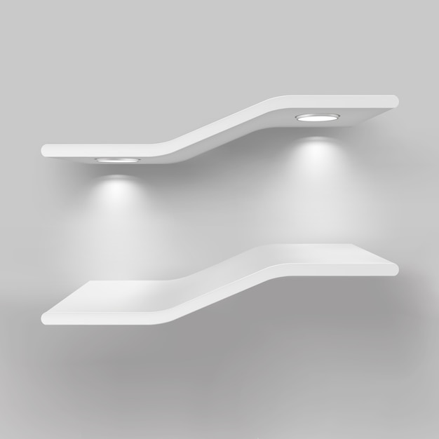 Vector exhibition shelves with light sources