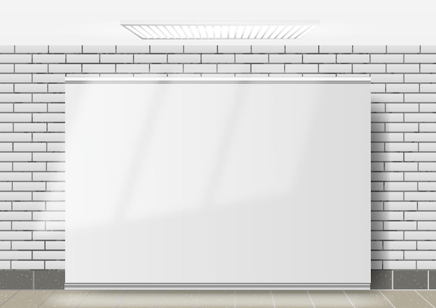 Exhibition stand rollup wide banner against a brick wall vector