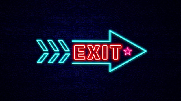 Exit lettering sign neon vector template