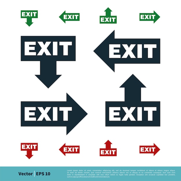 Exit Sign Arrow Icon Vector Logo Template Illustration Design Vector EPS 10