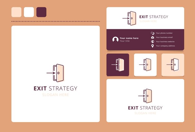 Exit strategy logo design with editable slogan branding book