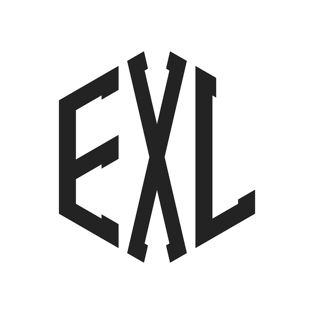 Vector exl logo design initial letter exl monogram logo using hexagon shape