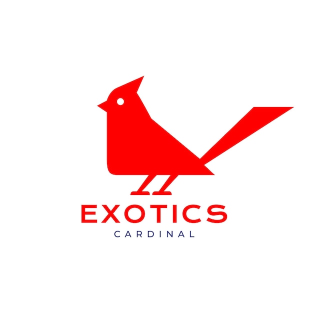 Vector exotic bird cardinal red modern shape clean logo design vector