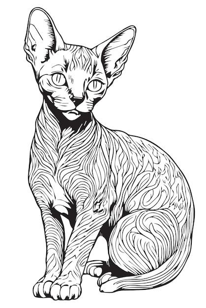 An exotic cat sketch tattoo