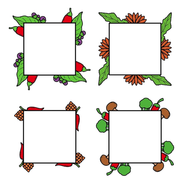 Exotic Floral frame with fresh fruits and vegetables