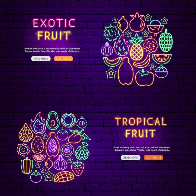 Exotic Fruit Neon Banners