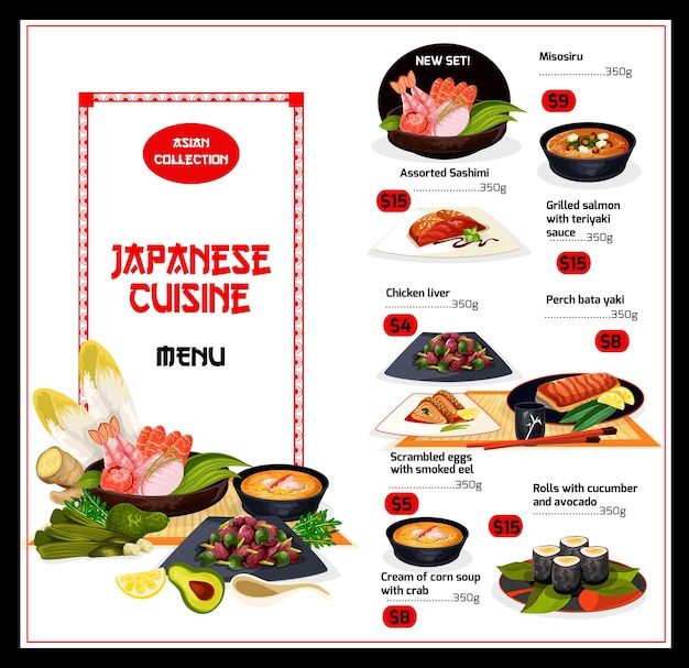 Exotic Japan dishes cuisine menu