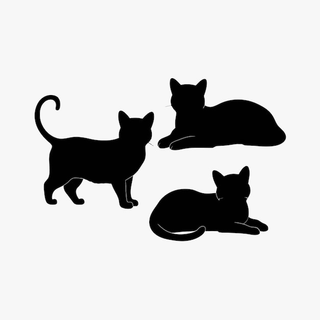 Exotic shorthair cat silhouette vector template illustration