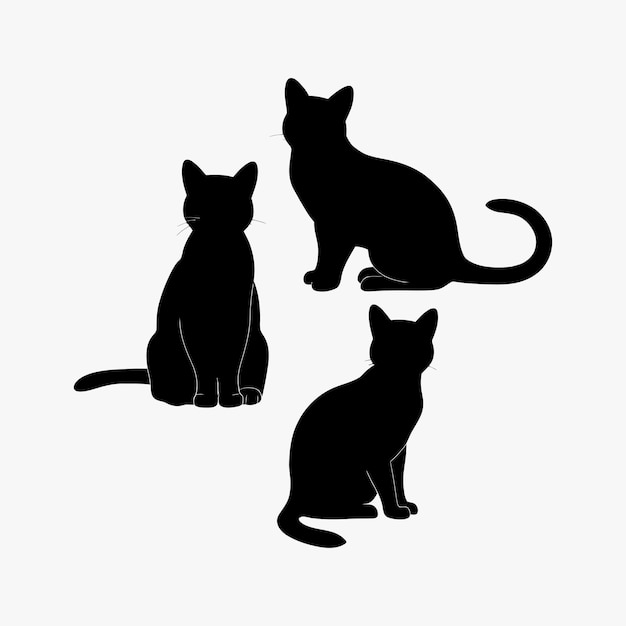 Exotic shorthair cat silhouette vector template illustration